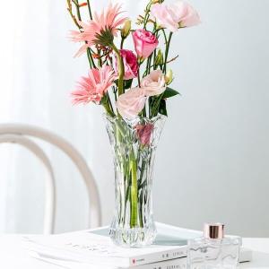 Best Tulip Shaped Glass Vases Machine Pressed 19.8cm Height Crystal Glass Flower Vase wholesale