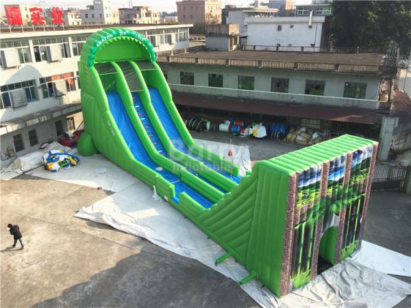 Cheap Commercial Giant Inflatable Zip Line Slide For Adults Green Color for sale