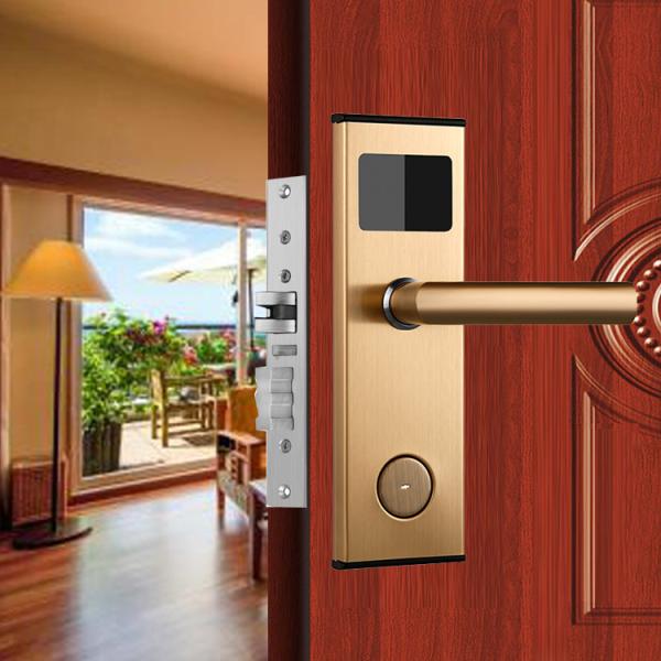 Cheap Card / Key Unlocked Hotel Smart Door Lock With Management Software System for sale