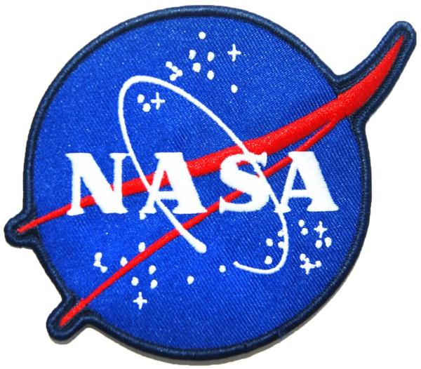 Cheap Sew On Custom Woven Badges Merrow Border Embroidery Nasa Badge for sale