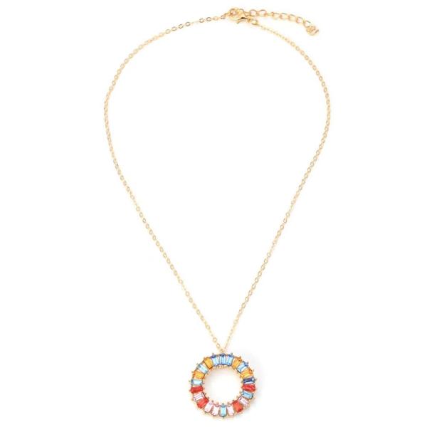 Cheap Stylish Women's Round Necklace with Colorful Pendant Plated in Rose Gold for sale