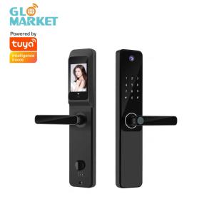 Best Tuya APP Remote Control Smart Door Lock Indoor HD Screen Wide Angle Camera With Doorbell wholesale