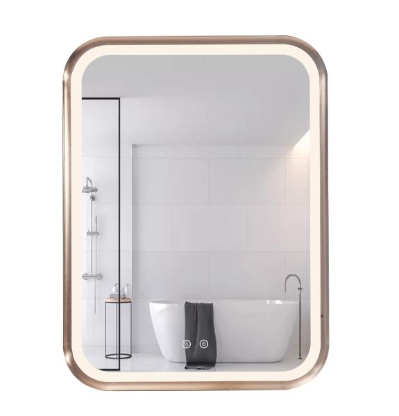 Cheap Square LED Bathroom Mirror Light Time Temperature Function for sale