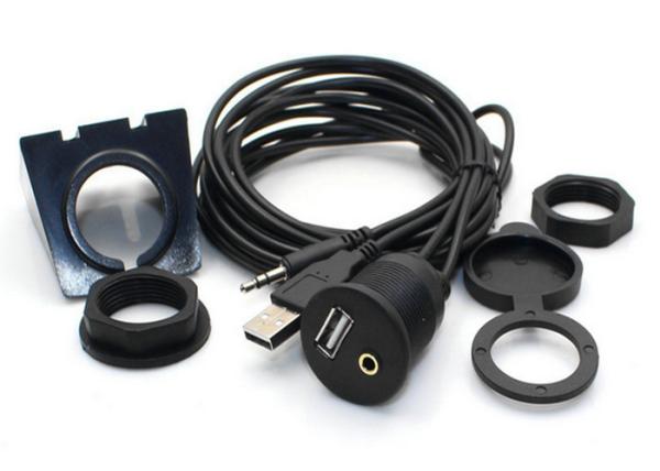 Cheap Black Car Audio Cable 3.5 Mm AUX Extension Mount With Dash Mounting Bracket for sale