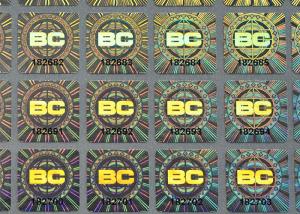 Custom holographic self adhesive destructible label with serial numbers printing