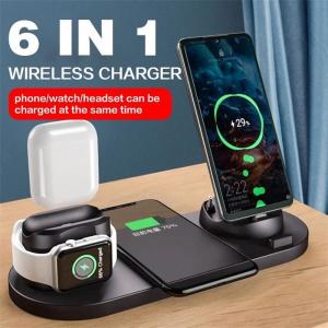 China Rotating 6 In 1 Wireless Charging Station 5V 2A Multi Device Charger For Apple IPhone on sale