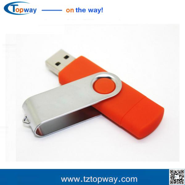 Cheap Rotate 2 in 1 32GB Metal OTG USB Flash Drive High quality Metal Memory for sale