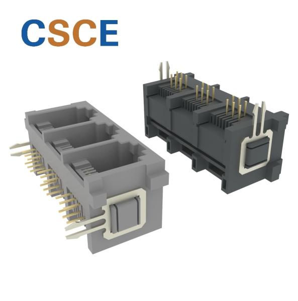 Cheap 5525 Series PBT Unshielded With Hook 6P6C 1*3 PORT RJ11 Modular Jack Connector Phone Socket for sale