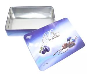 Best Personalized Rectangle Cookie Tin Cans 350g Chocolate Packing Container wholesale