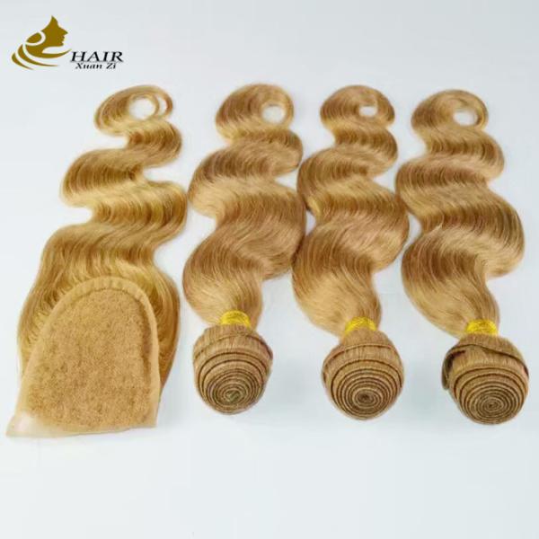 Cheap Brown Remy Ombre Human Hair Extensions Body Wave Bundles With Lace Closure for sale