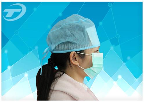 Disposable surgical cap with elastic , polypropylene fabirc , sweat absorption