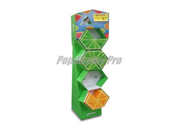 Cheap Impact Kleenex Tissue Display Standee Green With 4 Hexagon Shelves for sale