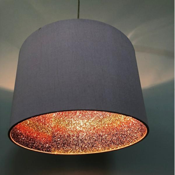 Cheap Pendant Drum Hardback Lamp Shade Colorful Glitter Inside 300*200mm for sale