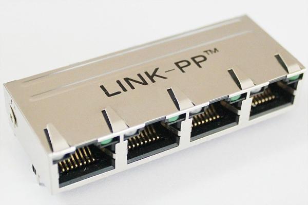 Cheap Tab-Up Silver 1 x 4 Multi-port RJ45 Connector Shielded , 08B0-1X4T-06-F for sale