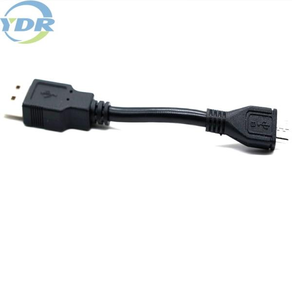 Cheap USB A To Micro USB Charging Data Cable 10cm UL2725 24AWG Black Color for sale