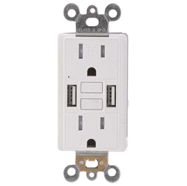 Cheap 15A Ground Fault Circuit Interrupter 120V With USB Power Outlet for sale