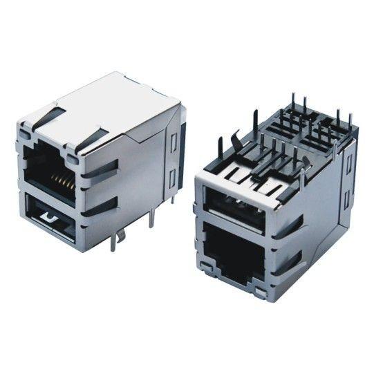 Cheap Integrated Tab Up RJ45 USB Network Connector with Transformer for PCMCIA Net Card for sale