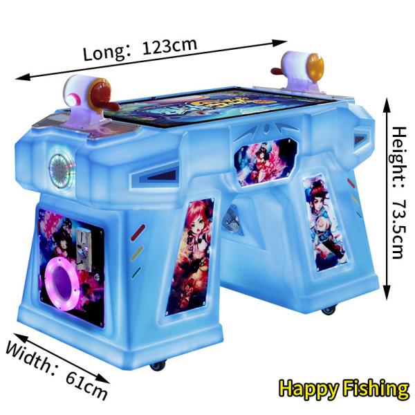Cheap Blue Coin-Operated Amusement Machine Two Person Arcade Fishing Joystick Game Console for sale