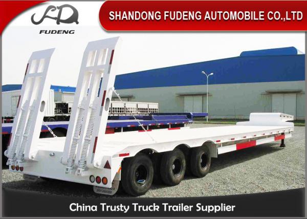 Cheap 50 tonne Gooseneck low bed semi truck trailer for heavy equipment transport for sale