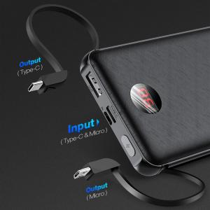 China 10000mAh 8 Pin Micro USB Inbuilt Cable Power Bank With LCD Display on sale