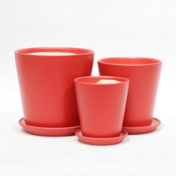 Cheap Glossy Single Lightweight Indoor Ceramic Pots With Drainage Tray for sale