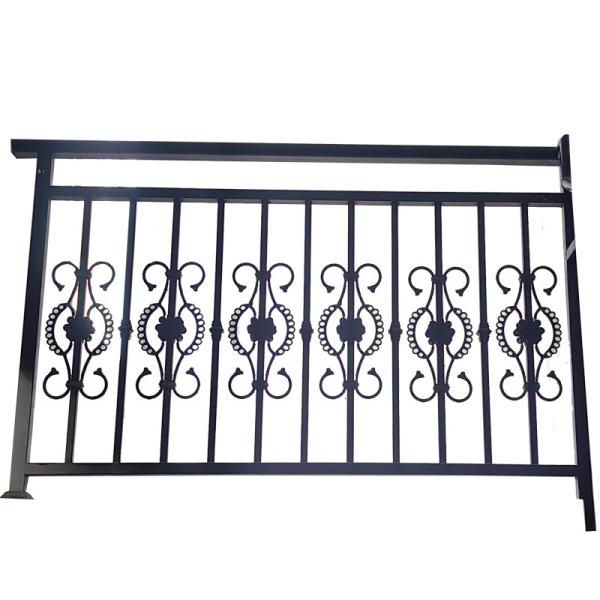 Cheap Home Decor Wrought Iron Guardrail Balustrades Black Rod Iron Stair Railing for sale