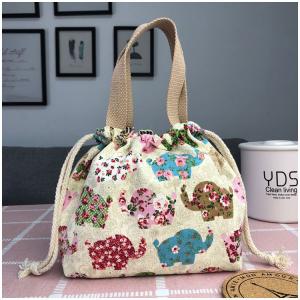 Best Cotton Lunch Cloth Drawstring Bags Pattern Printing High Durability wholesale