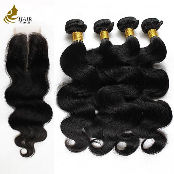 Cheap Real Remy Human Hair Extensions Peruvian Curly Bundles With Closure for sale