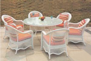YLX-RN-048 Water Proof White Rattan Chair and Table for Outside Garden