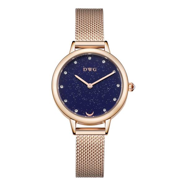 Cheap Steel Band High End Quartz Watches Ladies With Starry Sky Dial And Mesh Strap for sale