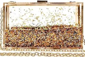 JeVenis Magical Transparent Sequins Clutch Purse Evening Handbag For Party Prom Bride