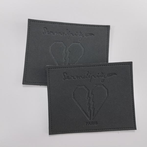 Cheap Custom Embossed Leather Patches , PU Leather Labels Fashionable Design for sale
