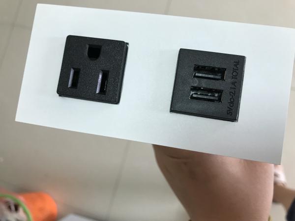 Cheap Hidden Desktop Power Sockets With 1 Outlet / 2 USB Ports , Stainless steel Faceplates Tabletop Power Outlet for sale