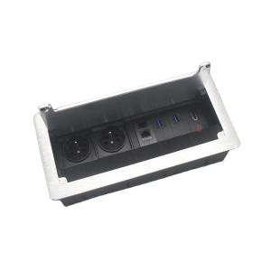 USB 3.0 data Mount in desk modular brush flip up power socket