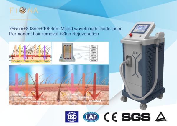 Cheap White Portable Diode Laser Hair Removal Machine 755nm + 808nm With LCD Touch Screen for sale