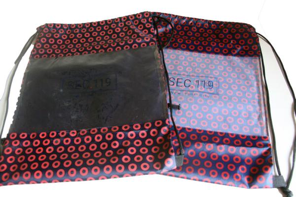 Cheap 100% polyester full printing transparent see through window string drawing bag for sale