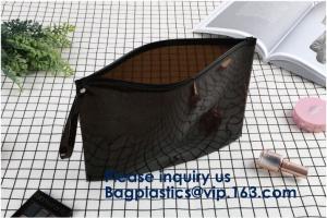 China Transparent Pvc Slider Zipper Bag With Blue Side Gusset,Bottom Gusset Cosmetic Pvc Slider Packaging Bag Bagease Bagplast on sale