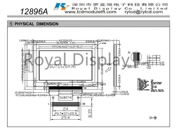 Cheap 128*96dots FSTN Graphic LCD Display Monochrome COG LCD Monitor for sale