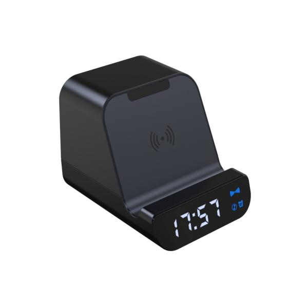 Cheap Amazon Hot Selling 10W QI Wireless Charger With Clock Function BT speaker built in 4000mah Power Bank USB Port for sale