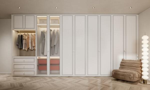 Cheap Modern Minimalist Wardrobe With Sleek White Door Panels And Bum Hardware for sale