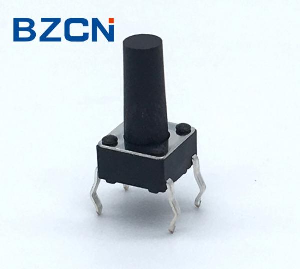 Cheap Low Noise 6mm Tactile Switch Through Hole Terminal Vertical Push Black Button for sale