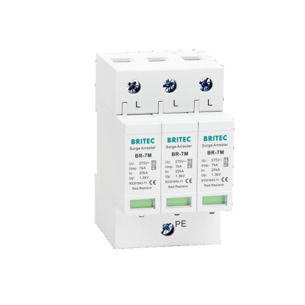 Cheap BR-7M 3P 7ka T1+T2 Surge Protective Device Lightning Arrester SPD Mov surge Protector for sale