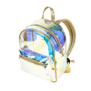 China Custom Holographic Reflective Bags Wholesale Rainbow TPU Clear Backpack on sale