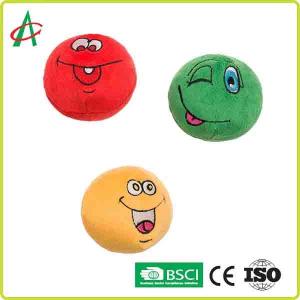 Best Custom Ball Shaped Plush Squeaky Small Pet Toys With Different Emoji wholesale
