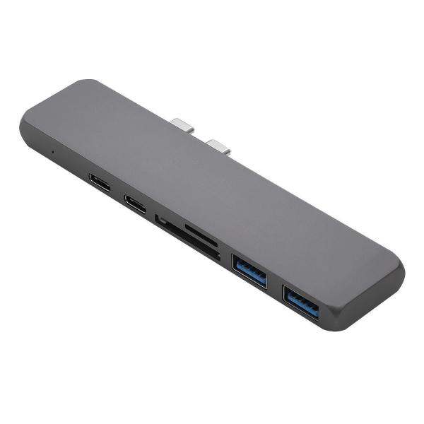 Cheap 7in1 USB-C Hub Dual Adapter Multiport Card Reader 4K  Type-C For MacBook Pro Dual USB-C PD 3.0 Type-C SD Thunder for sale
