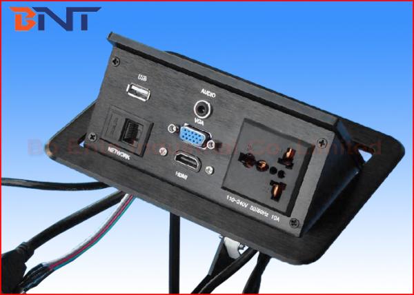 Cheap Multimedia Conference Desktop Hidden Pop Up Power Outlets With HDMI / VGA / USB for sale