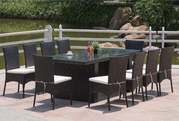 Cheap YLX-RN-052 Black PE Rattan Chair and Table under Steel Frame for sale