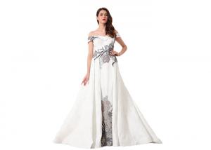Best Elegant White Ladies Off Shoulder V Neck Wedding Dress Fully Lined Custom Size wholesale