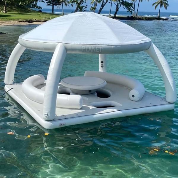 Cheap Outdoor Entertainment Inflatable Floating Platform Inflatable Dock Tent Shade Floating Island for sale