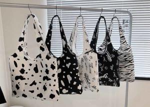 China Cow print canvas bag female spring new tide fashion large capacity one shoulder bag student cross body Tote bag on sale